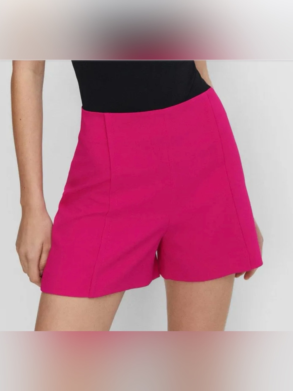 Mango Hot Pink Fuchsia High Waisted Tailored Dress Shorts Sz M Preppy Clueless